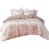 imageComfort Spaces Juliette Luxe Comforter Set Velvet Lush with Soft Brushed Microfiber Reverse All Season Cozy Velvet Bedding Sets Fluffy Comforter Bed Set Matching Sham Black TwinTwin XL 2 PieceBlush Comforter