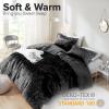 imageComfort Spaces Juliette Luxe Comforter Set Velvet Lush with Soft Brushed Microfiber Reverse All Season Cozy Velvet Bedding Sets Fluffy Comforter Bed Set Matching Sham Black TwinTwin XL 2 PieceBlack Comforter
