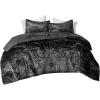 imageComfort Spaces Juliette Luxe Comforter Set Velvet Lush with Soft Brushed Microfiber Reverse All Season Cozy Velvet Bedding Sets Fluffy Comforter Bed Set Matching Sham Black TwinTwin XL 2 PieceBlack Comforter