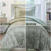 imageComfort Spaces Juliette Luxe Comforter Set Velvet Lush with Soft Brushed Microfiber Reverse All Season Cozy Velvet Bedding Sets Fluffy Comforter Bed Set Matching Sham Black TwinTwin XL 2 PieceSage Green Comforter