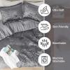 imageComfort Spaces Juliette Luxe Comforter Set Velvet Lush with Soft Brushed Microfiber Reverse All Season Cozy Velvet Bedding Sets Fluffy Comforter Bed Set Matching Sham Black TwinTwin XL 2 PieceGrey Comforter