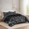 imageComfort Spaces Juliette Luxe Comforter Set Velvet Lush with Soft Brushed Microfiber Reverse All Season Cozy Velvet Bedding Sets Fluffy Comforter Bed Set Matching Sham Black TwinTwin XL 2 PieceBlack Comforter