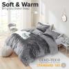 imageComfort Spaces Juliette Luxe Comforter Set Velvet Lush with Soft Brushed Microfiber Reverse All Season Cozy Velvet Bedding Sets Fluffy Comforter Bed Set Matching Sham Black TwinTwin XL 2 PieceGrey Comforter
