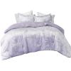 imageComfort Spaces Juliette Luxe Comforter Set Velvet Lush with Soft Brushed Microfiber Reverse All Season Cozy Velvet Bedding Sets Fluffy Comforter Bed Set Matching Sham Black TwinTwin XL 2 PiecePurple Comforter