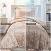 imageComfort Spaces Juliette Luxe Comforter Set Velvet Lush with Soft Brushed Microfiber Reverse All Season Cozy Velvet Bedding Sets Fluffy Comforter Bed Set Matching Sham Black TwinTwin XL 2 PieceChampagne Comforter