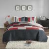 imageComfort Spaces Queen Quilt Set Trendy Casual Fun Vibrant Color Stripes Design All Season Lightweight Coverlet Bedspread Queen Size Bedding ampamp Shams Verone FullQueen Sage Green 3 PieceBlackRed