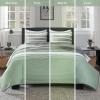 imageComfort Spaces Queen Quilt Set Trendy Casual Fun Vibrant Color Stripes Design All Season Lightweight Coverlet Bedspread Queen Size Bedding ampamp Shams Verone FullQueen Sage Green 3 PieceSage Green