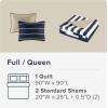 imageComfort Spaces Queen Quilt Set Trendy Casual Fun Vibrant Color Stripes Design All Season Lightweight Coverlet Bedspread Queen Size Bedding ampamp Shams Verone FullQueen Sage Green 3 PieceBlue
