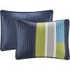 imageComfort Spaces Queen Quilt Set Trendy Casual Fun Vibrant Color Stripes Design All Season Lightweight Coverlet Bedspread Queen Size Bedding ampamp Shams Verone FullQueen Sage Green 3 PieceBlueNavy