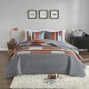 imageComfort Spaces Queen Quilt Set Trendy Casual Fun Vibrant Color Stripes Design All Season Lightweight Coverlet Bedspread Queen Size Bedding ampamp Shams Verone FullQueen Sage Green 3 PieceGrayOrange