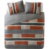 imageComfort Spaces Queen Quilt Set Trendy Casual Fun Vibrant Color Stripes Design All Season Lightweight Coverlet Bedspread Queen Size Bedding ampamp Shams Verone FullQueen Sage Green 3 PieceGrayOrange