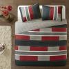 imageComfort Spaces Queen Quilt Set Trendy Casual Fun Vibrant Color Stripes Design All Season Lightweight Coverlet Bedspread Queen Size Bedding ampamp Shams Verone FullQueen Sage Green 3 PieceBlackRed