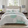 imageComfort Spaces Boho Quilt Set Queen Reversible Vermicelli Quilting Queen Size Bed All Season Lightweight Coverlet Winter Layer Bedding Shams Gloria FullQueen Green 3 PieceAqua