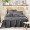 imageComfort Spaces Cooling Sheet Set Poly X Rayon Blend Rayon Derived from Bamboo Soft Silky Lustrous Heathered Finish Queen Sheets for Summer All Season Sheet Set Queen Dark Grey 4 PieceDark Grey