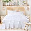 imageComfort Spaces Cooling Sheet Set Poly X Rayon Blend Rayon Derived from Bamboo Soft Silky Lustrous Heathered Finish Queen Sheets for Summer All Season Sheet Set Queen Dark Grey 4 PieceWhite