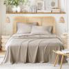 imageComfort Spaces Cooling Sheet Set Poly X Rayon Blend Rayon Derived from Bamboo Soft Silky Lustrous Heathered Finish Queen Sheets for Summer All Season Sheet Set Queen Dark Grey 4 PieceBeige