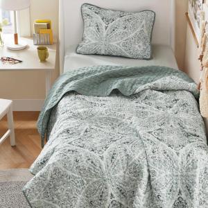 imageComfort Spaces Boho Quilt Set Queen Reversible Vermicelli Quilting Queen Size Bed All Season Lightweight Coverlet Winter Layer Bedding Shams Gloria FullQueen Green 3 PieceGreen