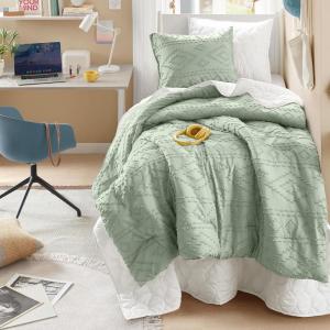 imageComfort Spaces Comforter for Queen Size Bed Geometric Diamond Tufted Boho Comforter Set Queen All Season Lightweight Bedding Set Matching Sham FullQueen Pink 3 PieceSage Green