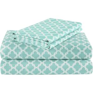 imageComfort Spaces Extra Deep Pocket King Cooling Sheets  Fits Up to 24quot Mattress Moisture Wicking Coolmax Soft Colorfast Set for Hot Sleepers Grey 4 PieceQuatrefoil Aqua