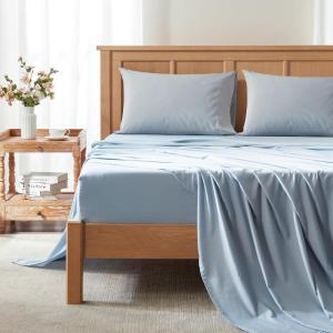 imageComfort Spaces Extra Deep Pocket King Cooling Sheets  Fits Up to 24quot Mattress Moisture Wicking Coolmax Soft Colorfast Set for Hot Sleepers Grey 4 PieceBlue