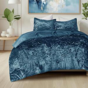 imageComfort Spaces Juliette Luxe Comforter Set Velvet Lush with Soft Brushed Microfiber Reverse All Season Cozy Velvet Bedding Sets Fluffy Comforter Bed Set Matching Sham Black TwinTwin XL 2 PieceTeal Comforter