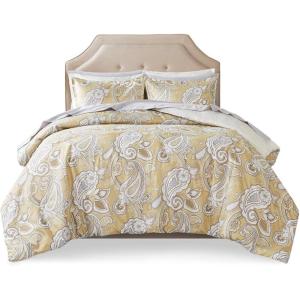 imageMadison Park Essentials Paisley Wheat 9 Piece Queen Microfiber Bed In A Bag Bedding Set with Trendy Casual Design All Season Matching ShamsPaisley Wheat