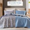 imageComfort Spaces Valerie Boho Quilt Set King Blue  Soft Lightweight Bedding with Watercolor Medallion Design Reversible All Season Quilt for Master Bedroom or Guest RoomBlue