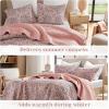 imageComfort Spaces Valerie Boho Quilt Set King Blue  Soft Lightweight Bedding with Watercolor Medallion Design Reversible All Season Quilt for Master Bedroom or Guest RoomPink