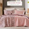 imageComfort Spaces Valerie Boho Quilt Set King Blue  Soft Lightweight Bedding with Watercolor Medallion Design Reversible All Season Quilt for Master Bedroom or Guest RoomPink