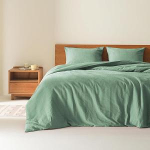 imageComfort Spaces Sage Green Twin Duvet Cover Set  2 Pieces Breathable Dotted Weave Texture Duvet Sets Modern Farmhouse Boho Duvet Cover ampamp Sham All Season Twin Bed Set TwinTwin XL GreenSage Green