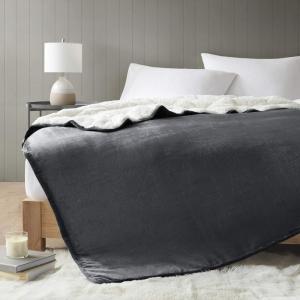 imageComfort Spaces Reversible Weighted Blanket AdultGlass Beads Filling All Season Soft Heavy WrapsBox Quilted Cozy Warm Bed Cover 48quotx72quot  12lbs Velvet to Sherpa BlushVelvet to Sherpa Charcoal