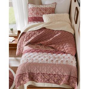 image:imageComfort Spaces Twin XL Quilt Set 2 Piece Lightweight Summer Bedding for Dorm Reversible Botanical Coverlet Soft Microfiber with Diamond Quilting All Season College Bedding Terracotta  Lightweight Diamond Quilting All Season ReversibleTerracotta