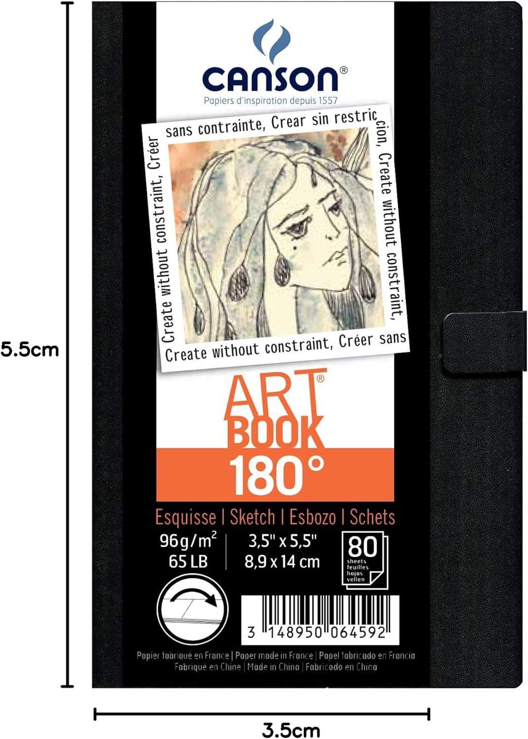 Canson 180 Degree Art Book Paper Pad Hardbound 83 x 117 Inch 80 Sheets35X55