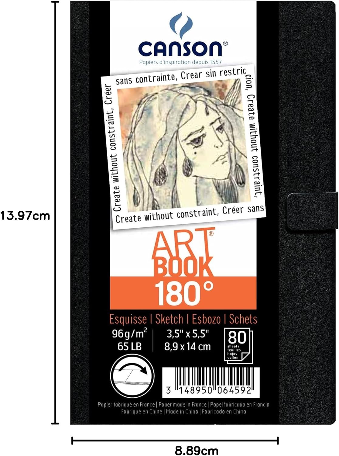 Canson 180 Degree Art Book Paper Pad Hardbound 83 x 117 Inch 80 Sheets35X55