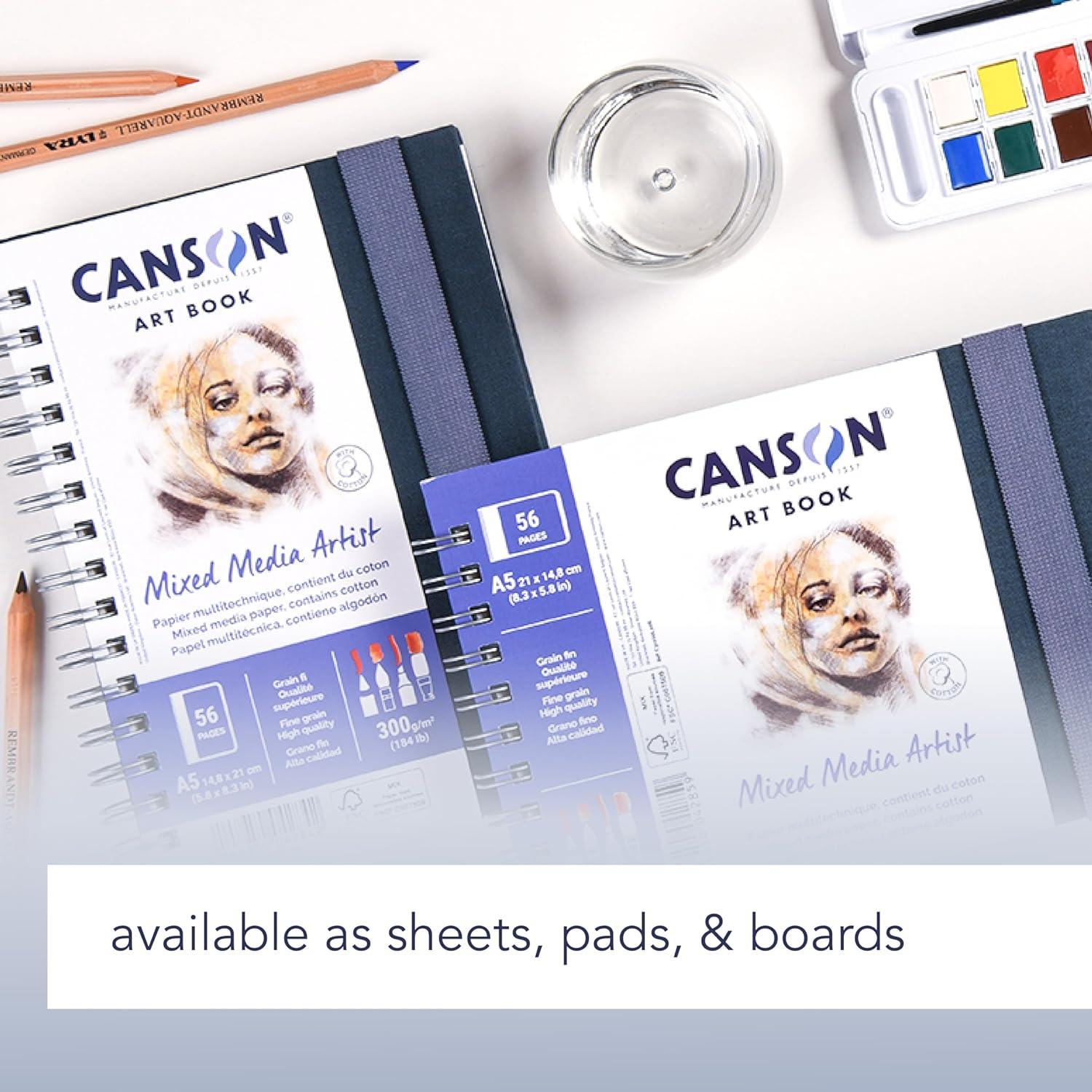 Canson Artist Series Mixed Media Paper Wirebound Pad 55x85 Inch 40 Sheets 138lb224g  Artist Paper for Adults and Students  Watercolor Gouache Graphite Ink Pencil Marker55X85