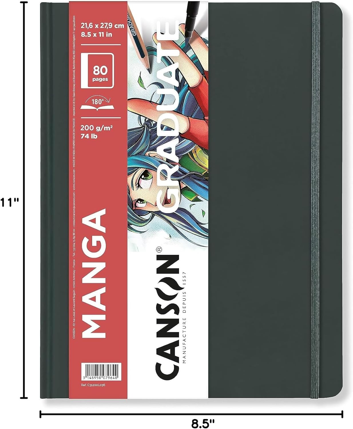 Canson Graduate Manga Paper Hard Cover Art Journal 55x85 inches 40 Sheets  Artist Paper for Illustration Character Studies Comics85x11