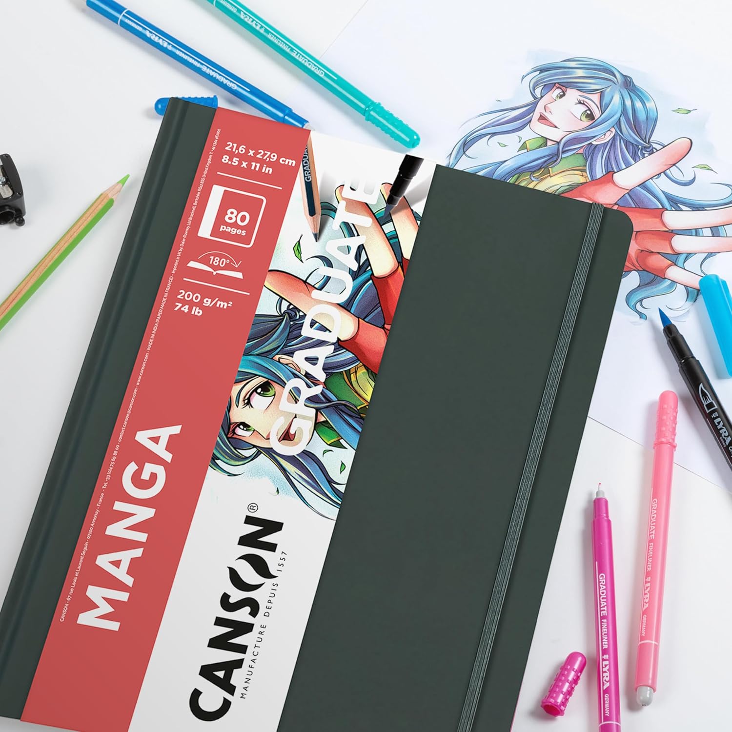 Canson Graduate Manga Paper Hard Cover Art Journal 55x85 inches 40 Sheets  Artist Paper for Illustration Character Studies Comics85x11