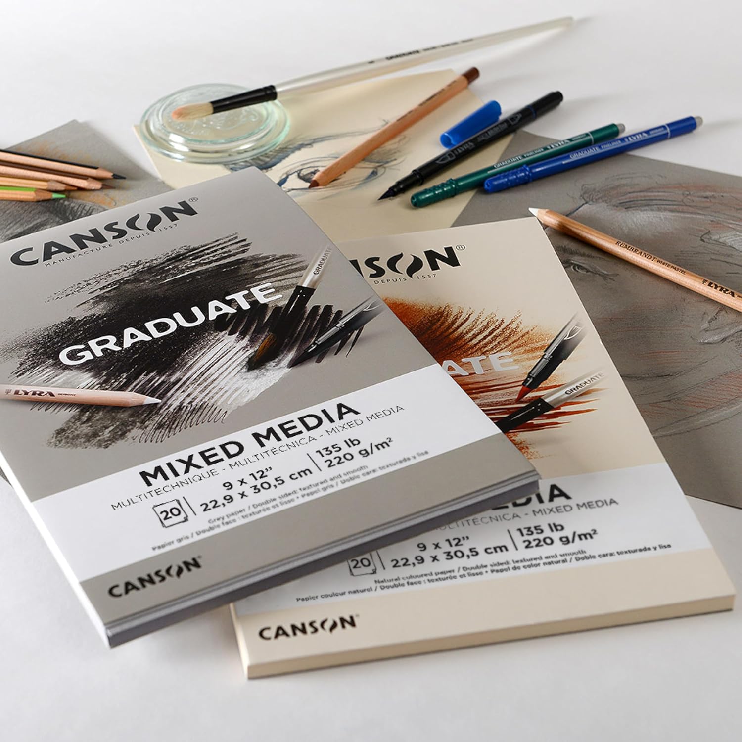 Canson Graduate Mixed Media Pad Foldover 55x85 inch 20 Sheets  Artist Paper for Adults and Students  Watercolors Mixed Media Markers and Art JournalingGrey Paper