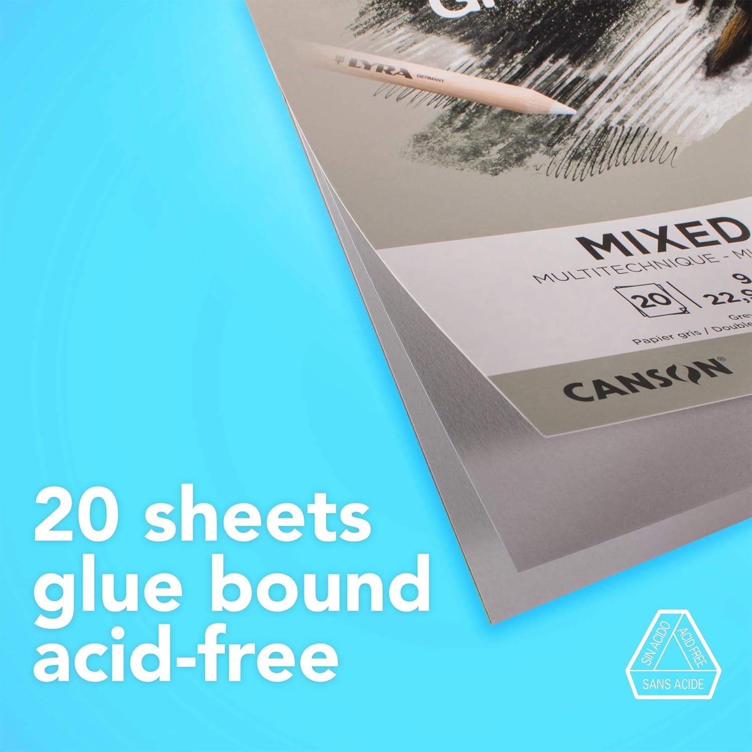 Canson Graduate Mixed Media Pad Foldover 55x85 inch 20 Sheets  Artist Paper for Adults and Students  Watercolors Mixed Media Markers and Art JournalingGrey Paper
