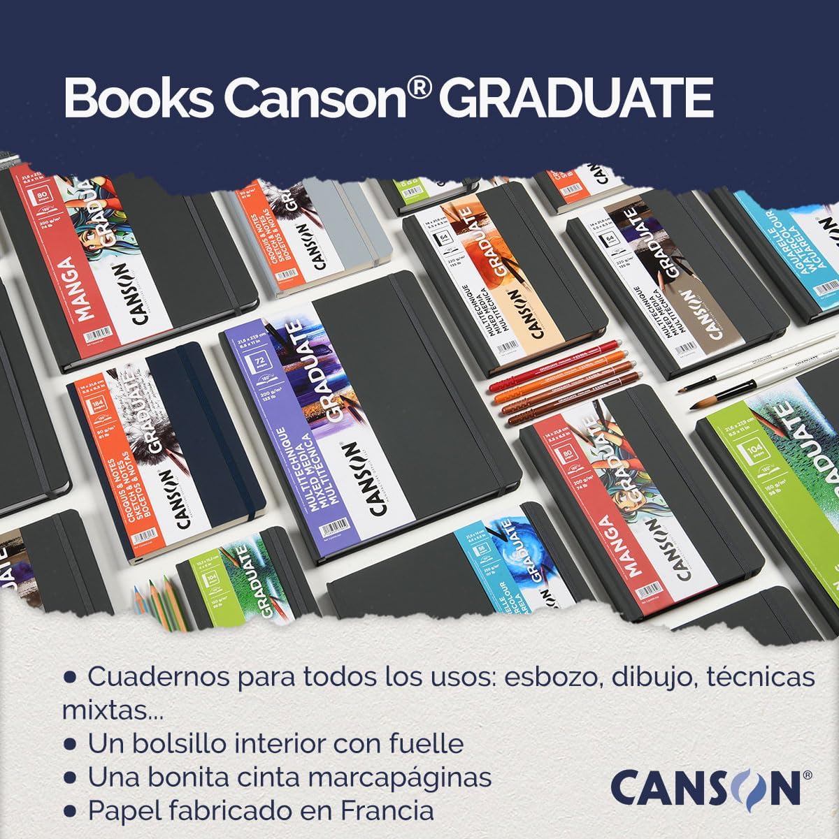 Canson Graduate Sketch ampamp Notes Hard Cover Art Journal 55x85 inches 92 Sheets  Notebook for Pencil Charcoal Pen Journaling IllustrationBlue