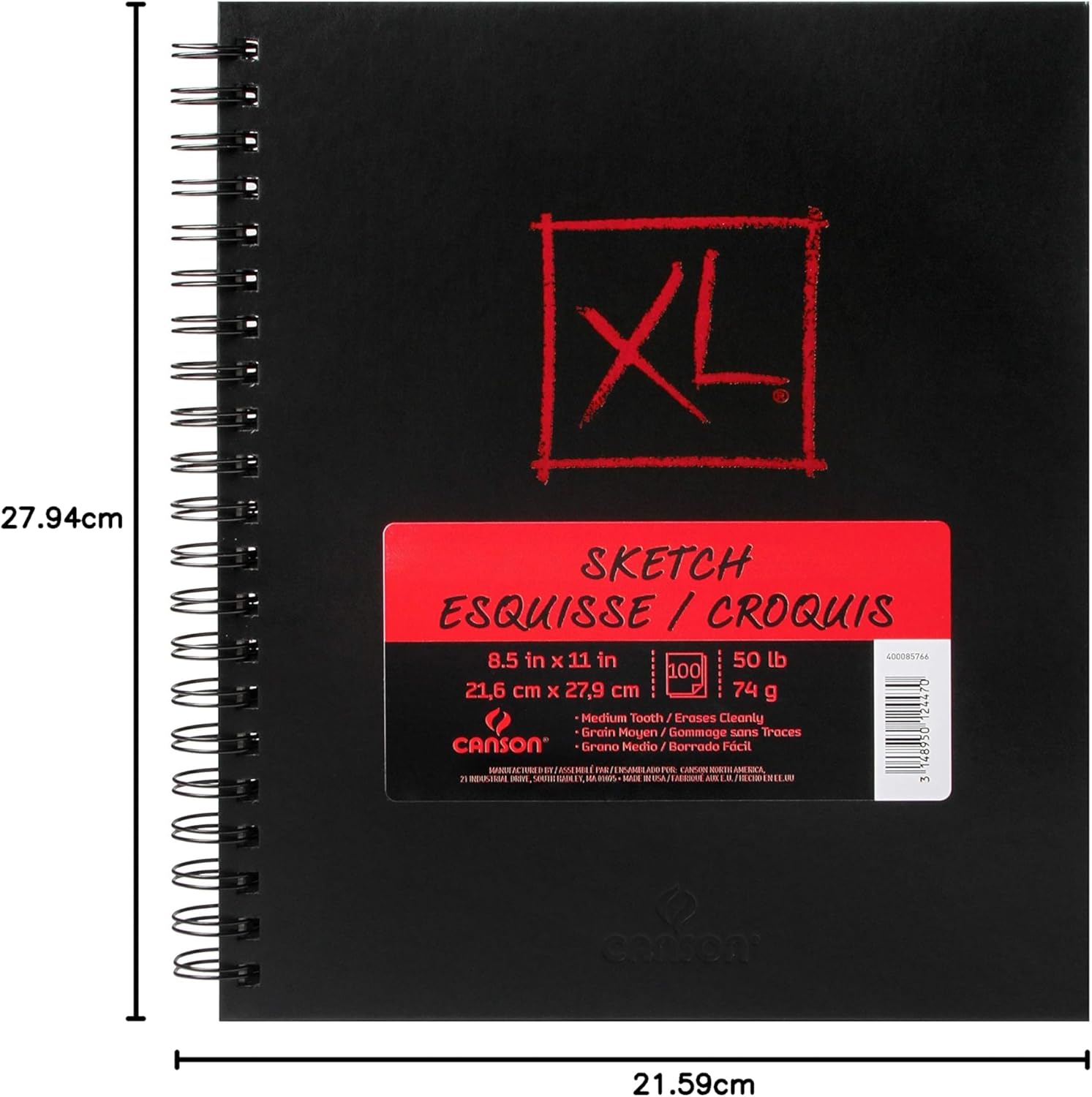 Canson Mix Media Book XL Black 5 x 8 inchesSketch 85 x 11