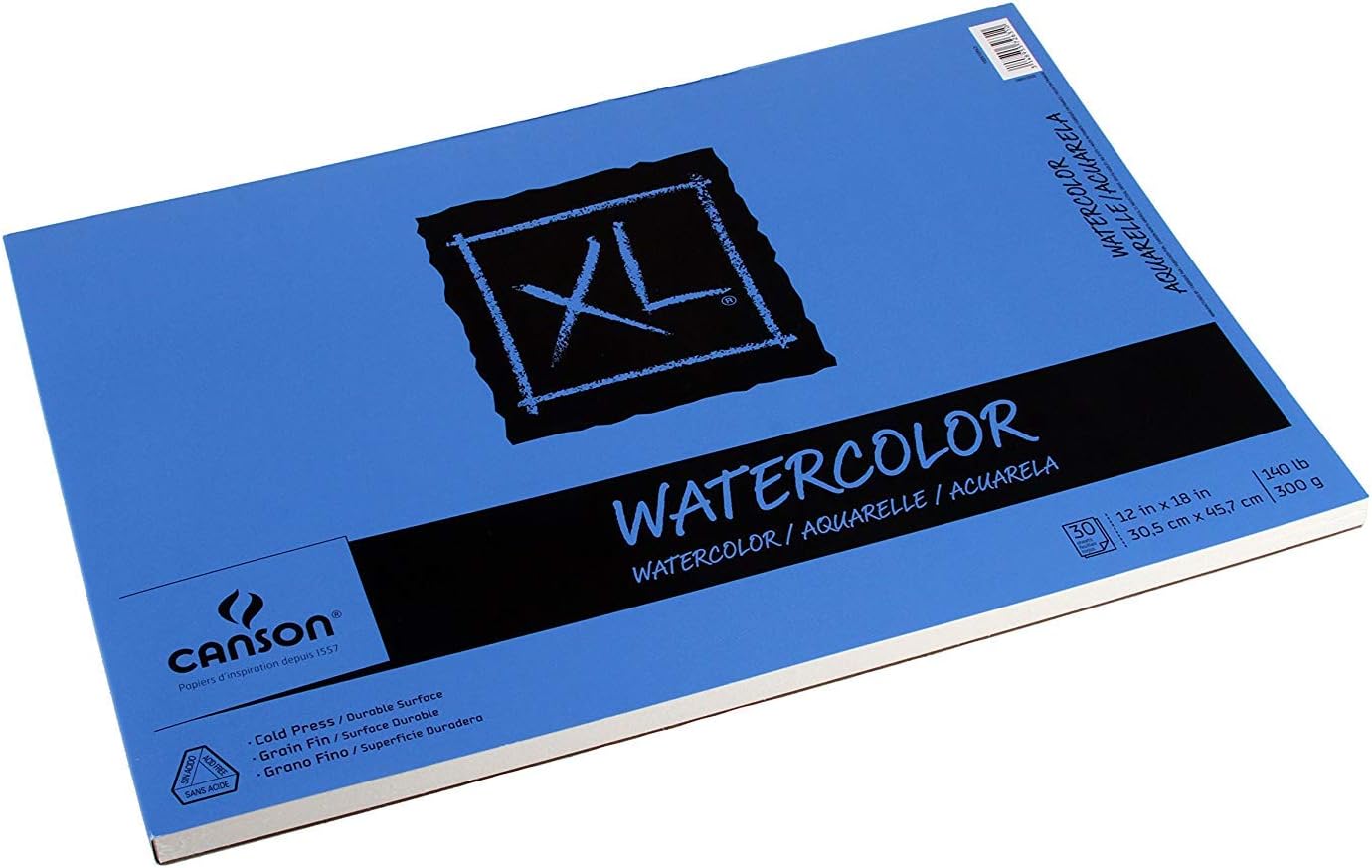Canson XL Series Watercolor Pad Heavyweight White Paper Side Wire Binding 30 Sheets 9x12 inch12x18