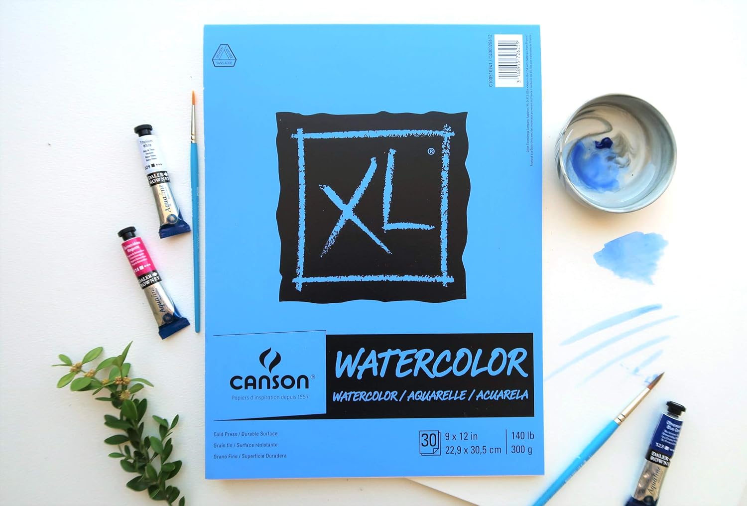 Canson XL Series Watercolor Pad Heavyweight White Paper Side Wire Binding 30 Sheets 9x12 inch18x24
