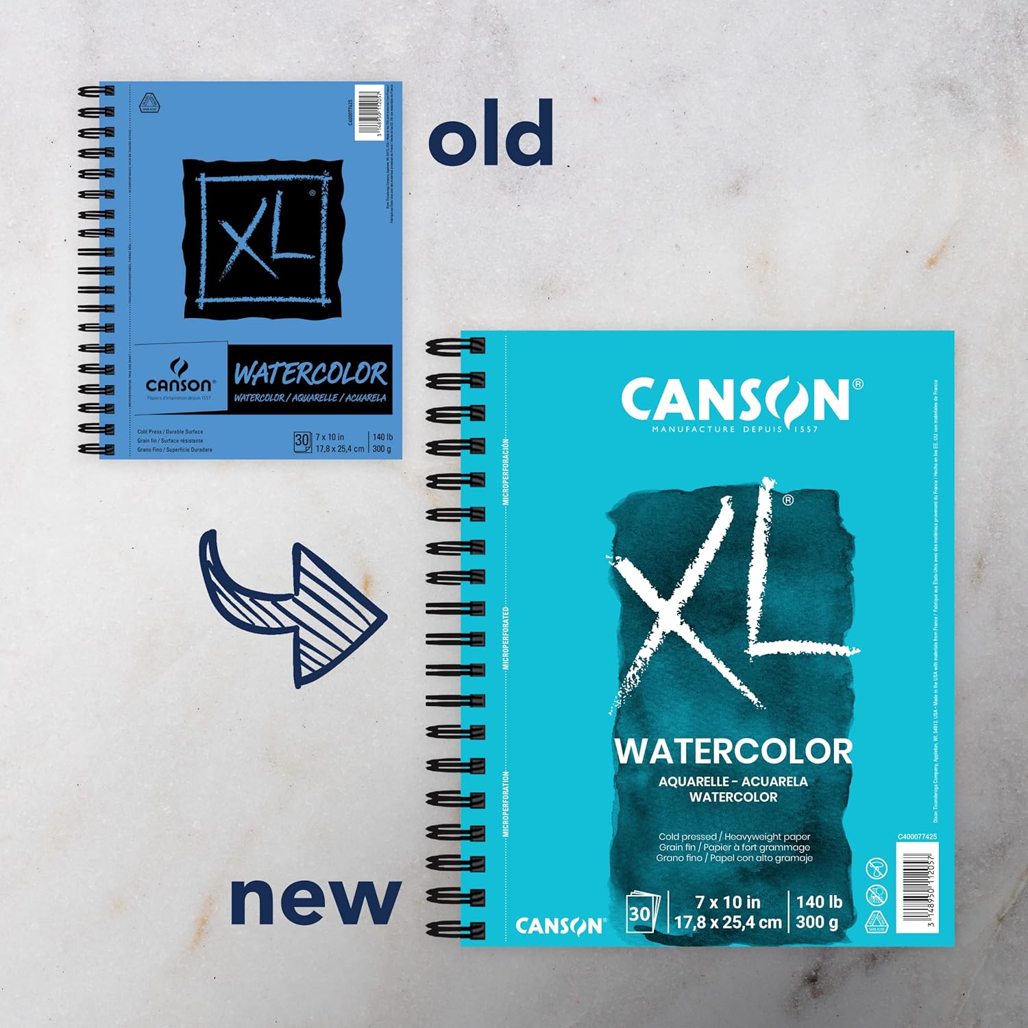 Canson XL Series Watercolor Pad Heavyweight White Paper Side Wire Binding 30 Sheets 9x12 inch7x10