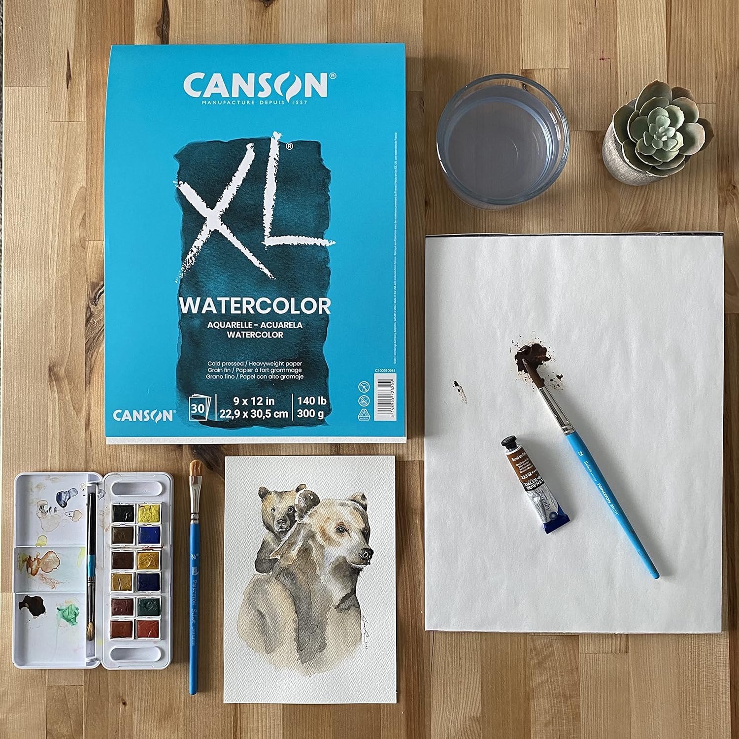 Canson XL Series Watercolor Pad Heavyweight White Paper Side Wire Binding 30 Sheets 9x12 inch9x12