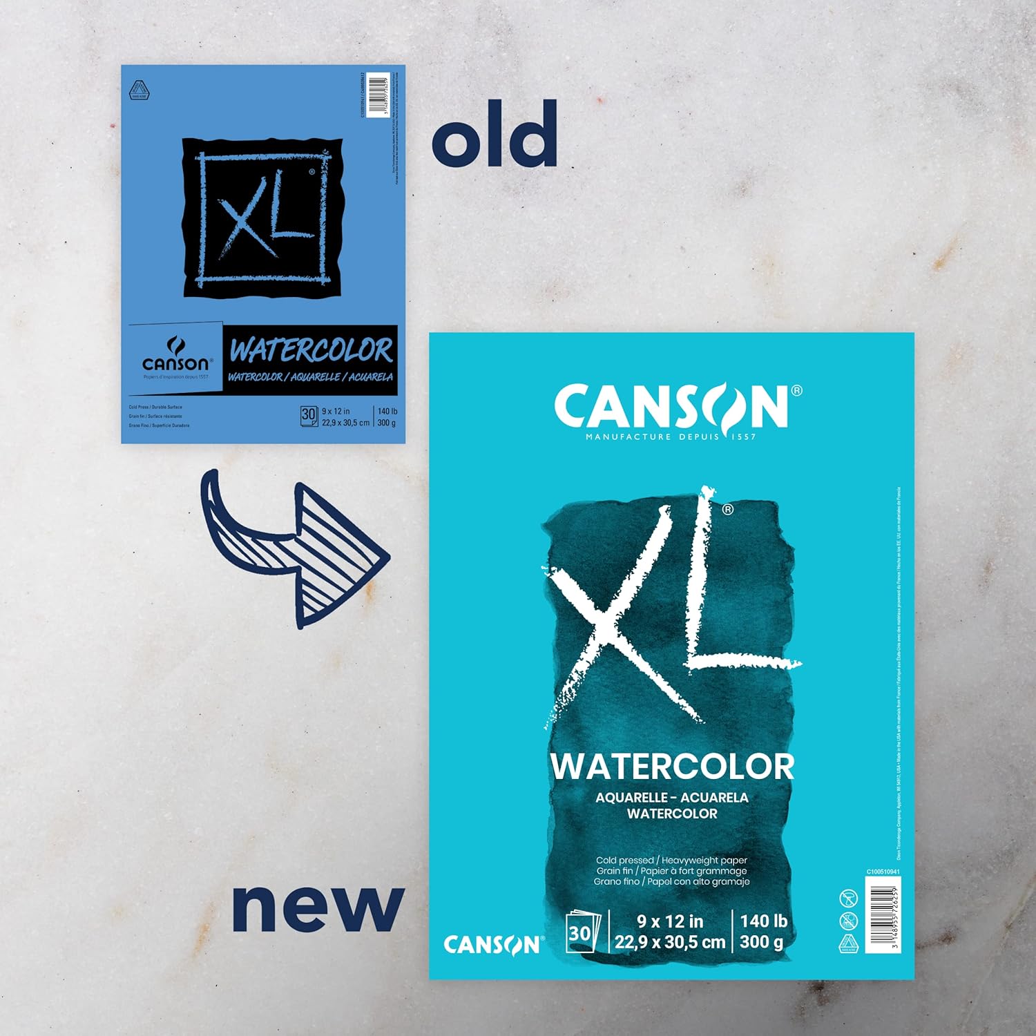 Canson XL Series Watercolor Pad Heavyweight White Paper Side Wire Binding 30 Sheets 9x12 inch9x12