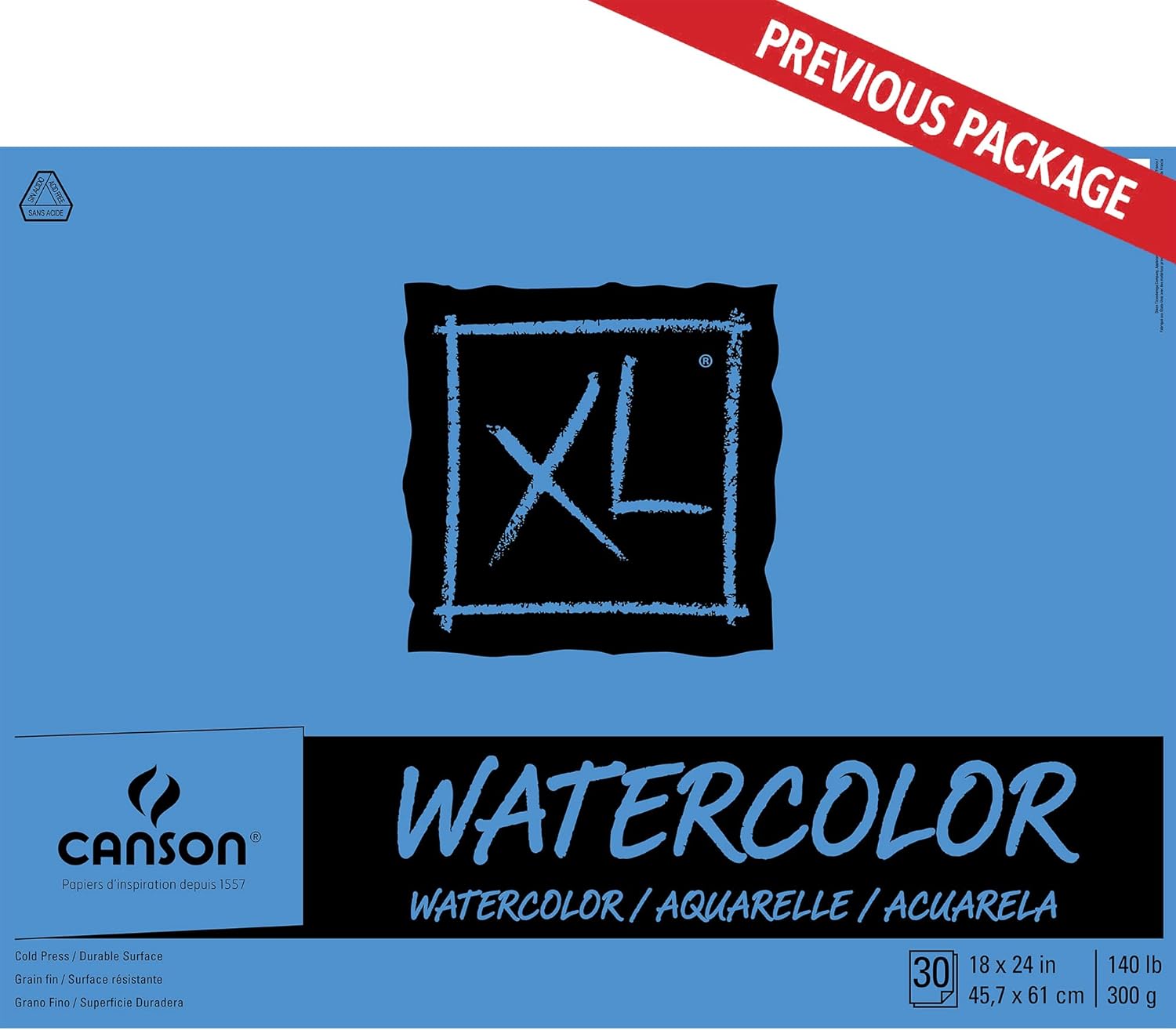 Canson XL Series Watercolor Textured Paper Pad for Paint Pencil Ink Charcoal Pastel and Acrylic Fold Over 140 Pound 11 x 15 2 Pack Foldover Cover 30 Sheets18x24