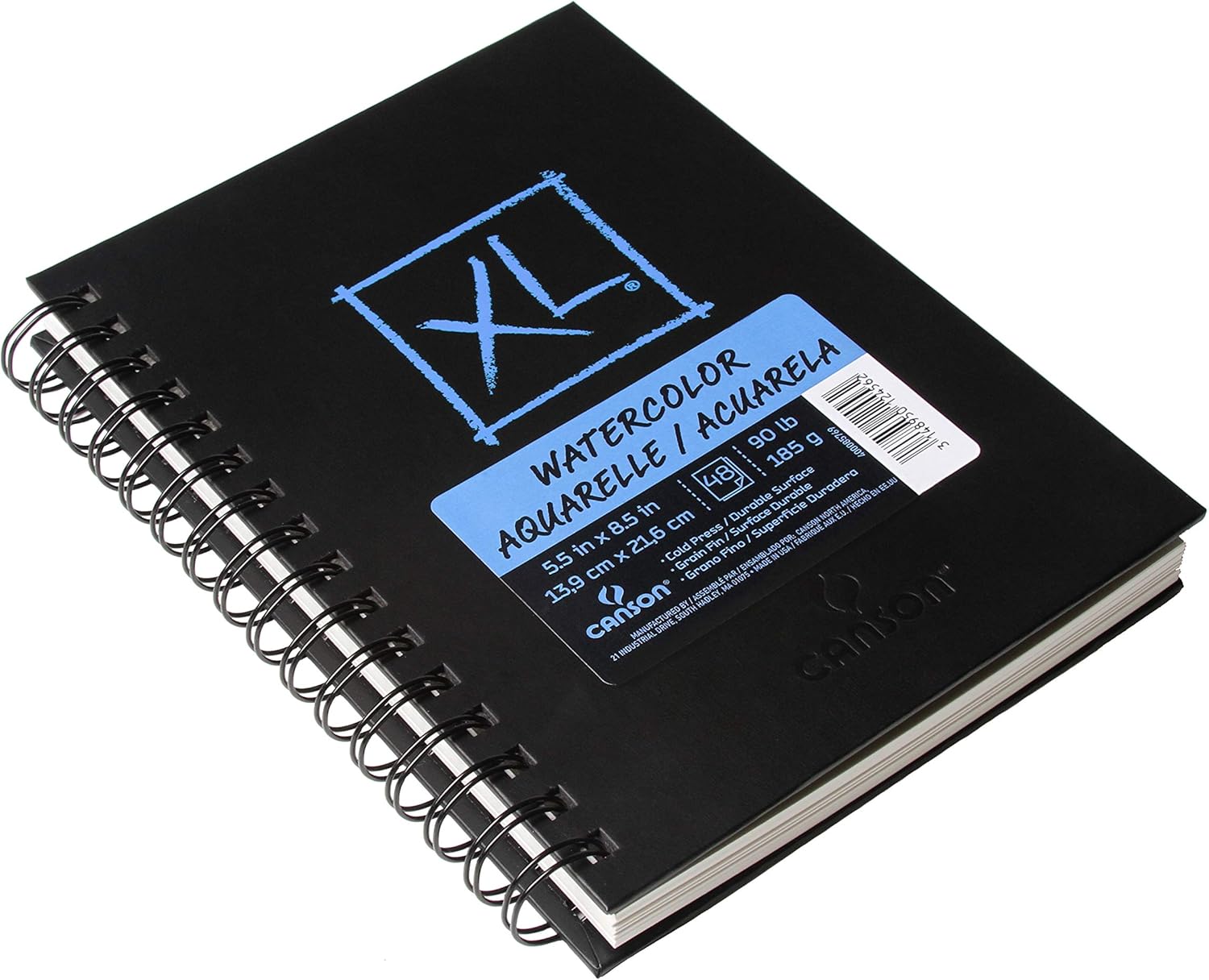Canson XL Series Watercolor Textured Paper Pad for Paint Pencil Ink Charcoal Pastel and Acrylic Fold Over 140 Pound 11 x 15 2 Pack Foldover Cover 30 Sheets55x85