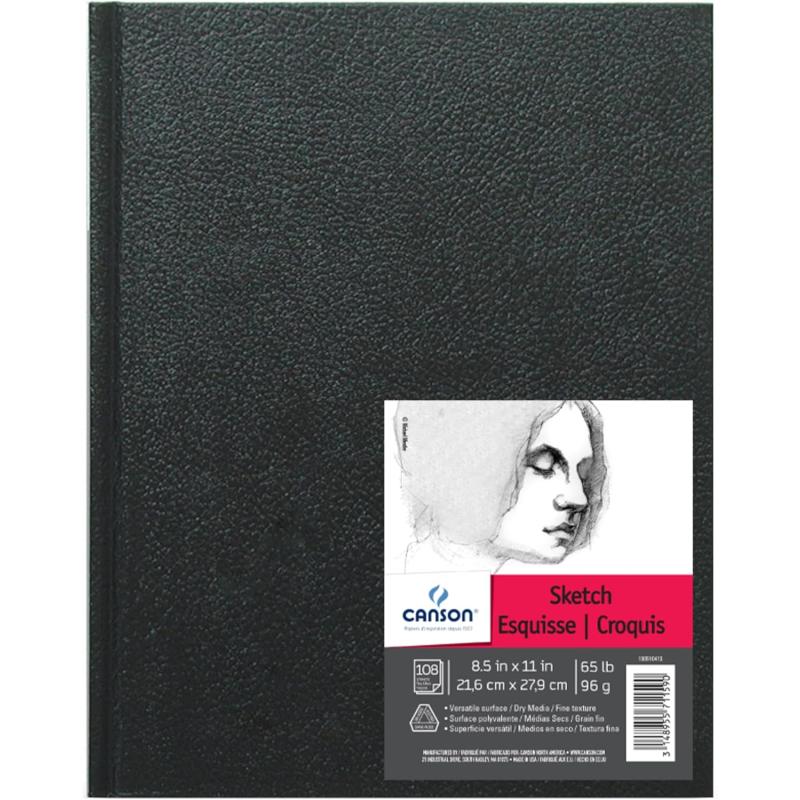 Canson Artist Series Sketch Book Paper Pad for Pencil and Charcoal Acid Free Hardbound 65 Pound 85 x 11 Inch 108 Sheets85X11