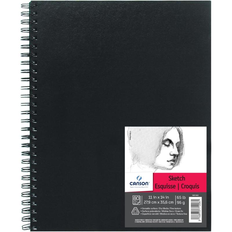 Canson Artist Series Sketch Book Paper Pad for Pencil and Charcoal Acid Free Wire Bound 65 Pound 9 x 12 Inch 80 Sheets11X14